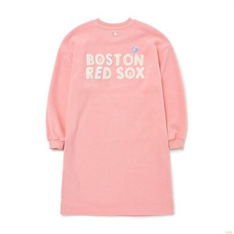 Peignoir MLB Megabear Polar Fleece Dres Boston Redsox Enfant Rose | 6452KSOPZ