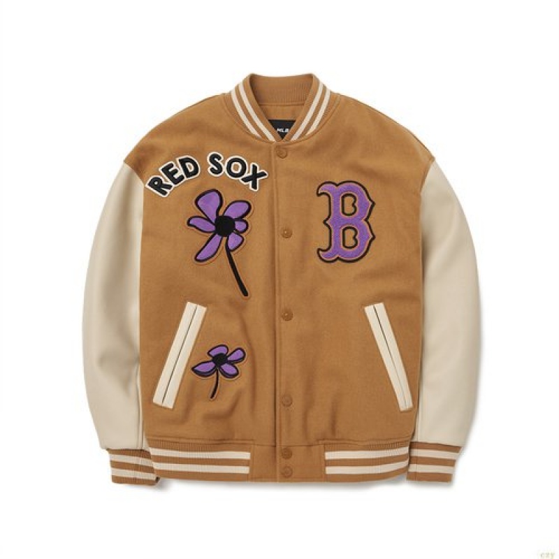 Pulls MLB Floral Wappen Play Boston Redsox Vetement Beige | 1265UMGQO