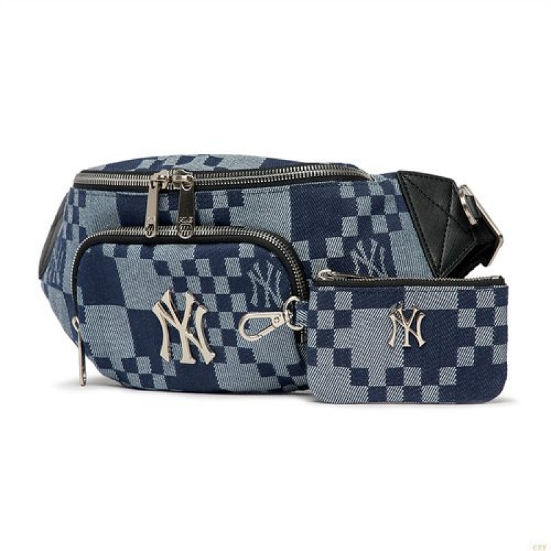 Sac De Taille MLB Checkerboarhipsac New York Yankees Accessoires Bleu | 3728SMIJG