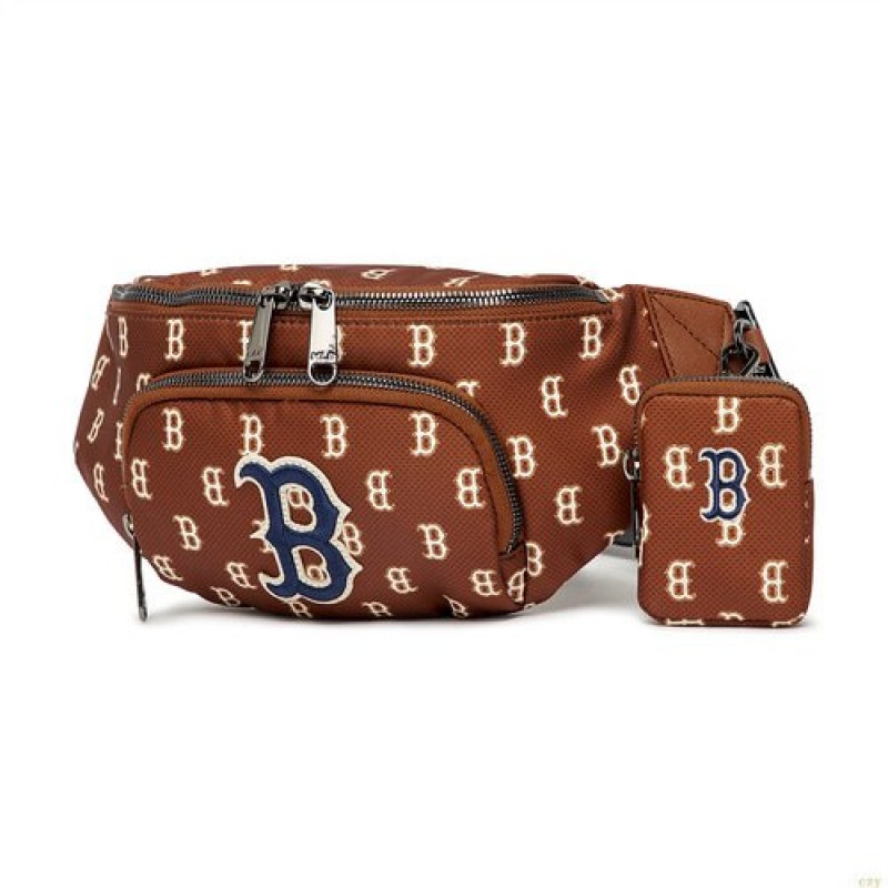 Sac De Taille MLB Classiche Monogra Hipsac Boston Redsox Accessoires Marron Foncé | 8319MPUCA