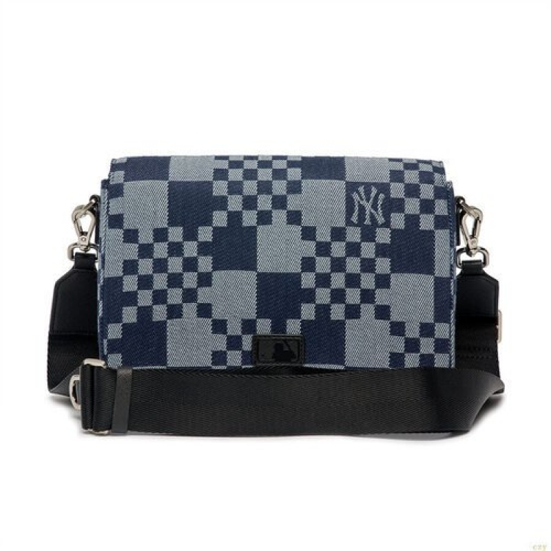 Sacs Crossbody MLB Checkerboar New York Yankees Accessoires Grise Bleu | 5130HIPGY