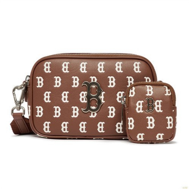 Sacs Crossbody MLB Classiche Monogra Pu Embo Min Boston Redsox Accessoires Marron Foncé | 9846QZJXT