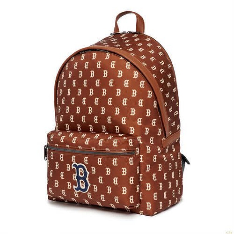 Sacs À Dos MLB Classiche Monogra Boston Redsox Accessoires Marron Foncé | 9720RCVPX