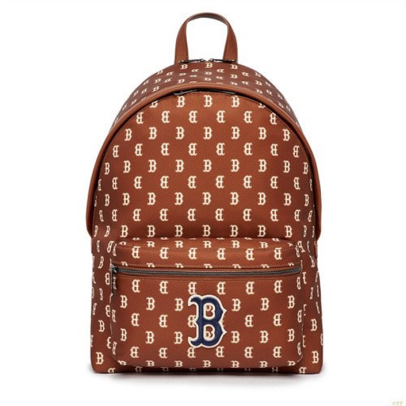 Sacs À Dos MLB Classiche Monogra Boston Redsox Accessoires Marron Foncé | 9720RCVPX