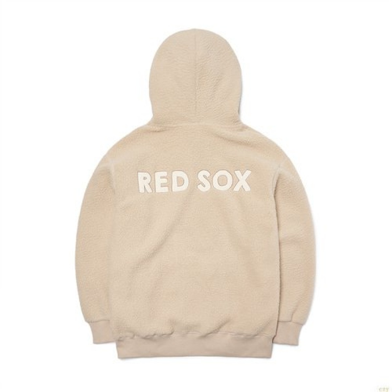 Sweat a Capuche MLB Basic Baclogo Fleece Boston Redsox Vetement Beige | 5281WFXNI