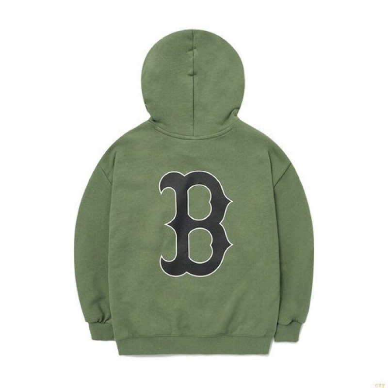 Sweat a Capuche MLB Basic Big Logo Boston Redsox Enfant Vert Olive | 5930LTCKI