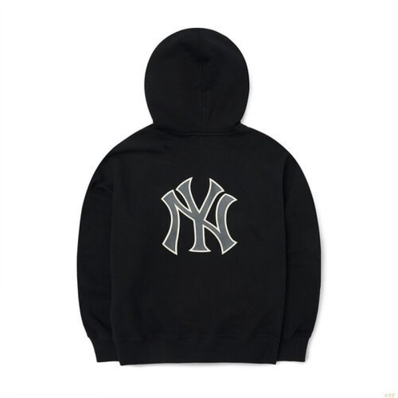 Sweat a Capuche MLB Basic Big Logo Brushemega Overfit New York Yankees Vetement Noir | 5027FDRQN