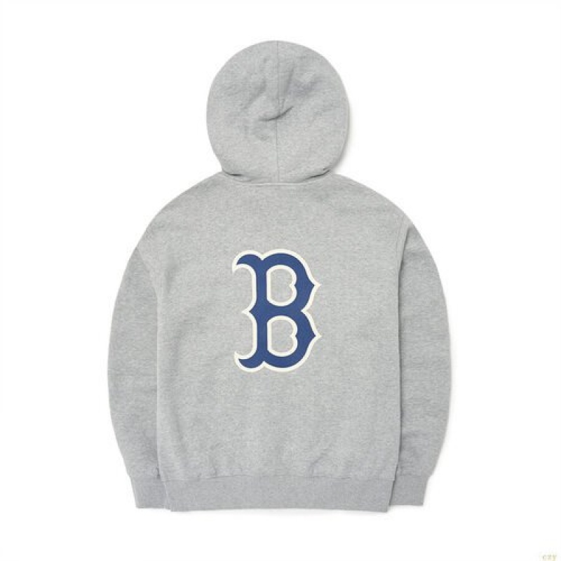 Sweat a Capuche MLB Basic Big Loso Brushehoozip-up Boston Redsox Vetement Grise | 1607WAEXT