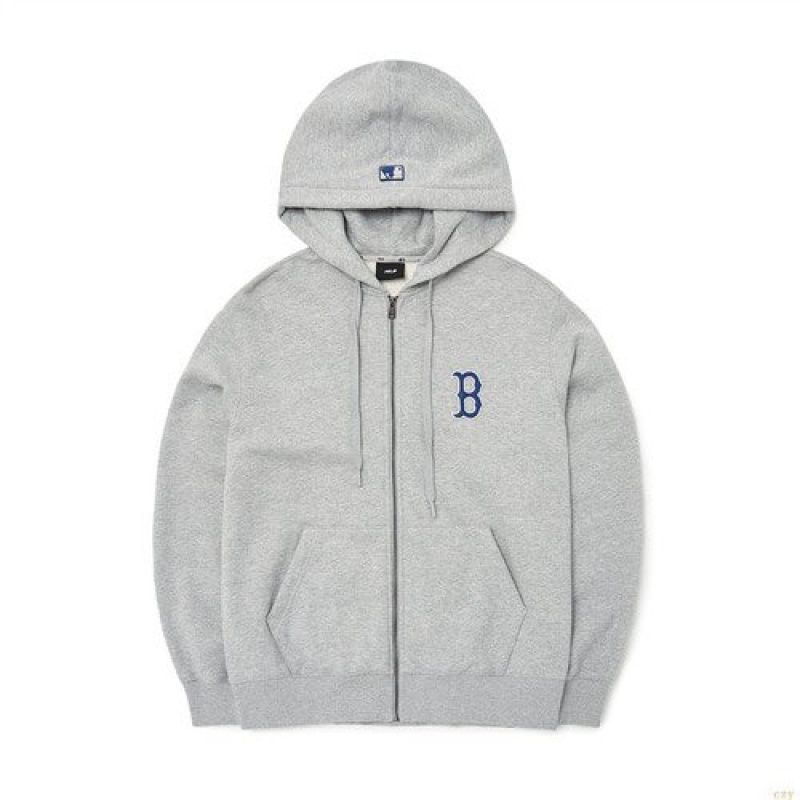 Sweat a Capuche MLB Basic Big Loso Brushehoozip-up Boston Redsox Vetement Grise | 1607WAEXT