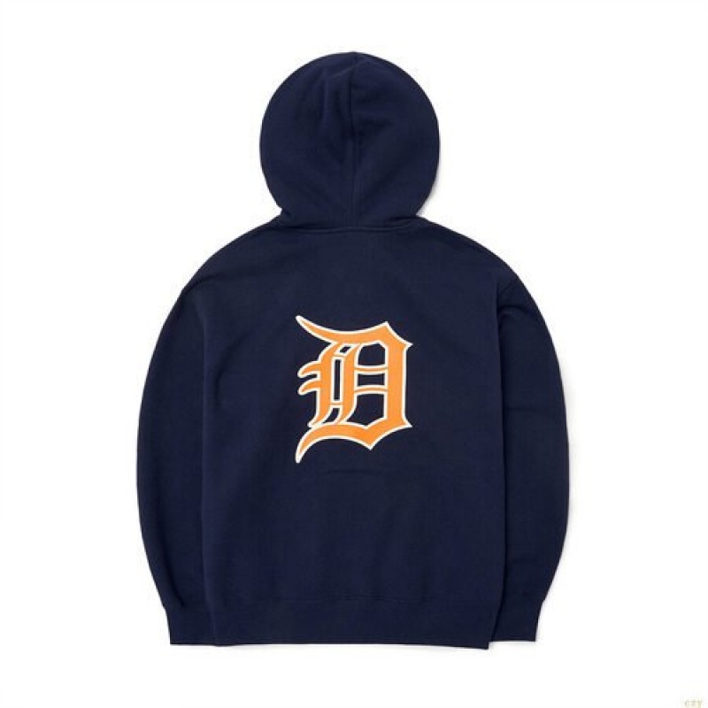 Sweat a Capuche MLB Basic Big Loso Brushehoozip-up Detroit Tigers Vetement Bleu Foncé | 4032XDWCA