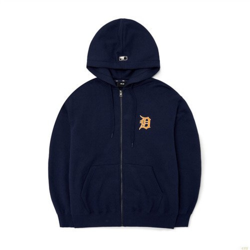 Sweat a Capuche MLB Basic Big Loso Brushehoozip-up Detroit Tigers Vetement Bleu Foncé | 4032XDWCA