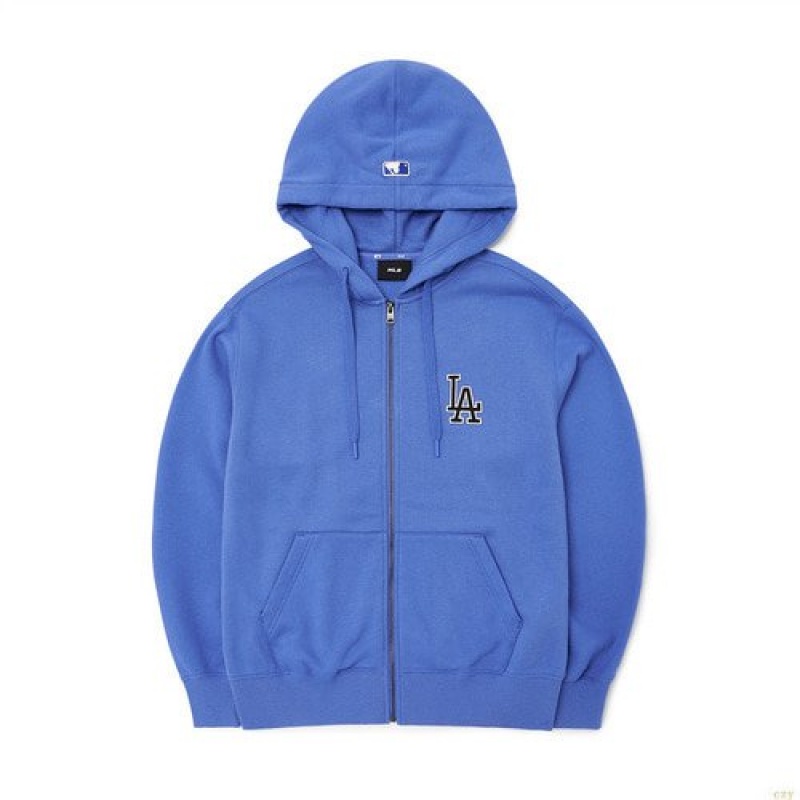 Sweat a Capuche MLB Basic Big Loso Brushehoozip-up La Dodgers Vetement Bleu | 6085ZIDFK