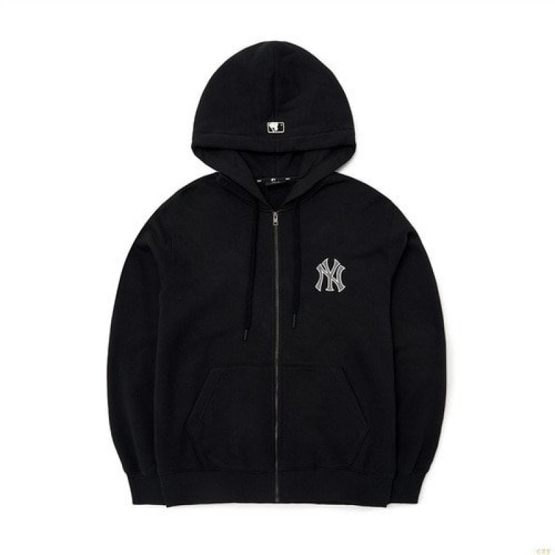 Sweat a Capuche MLB Basic Big Loso Brushehoozip-up New York Yankees Vetement Noir | 9108JCILN