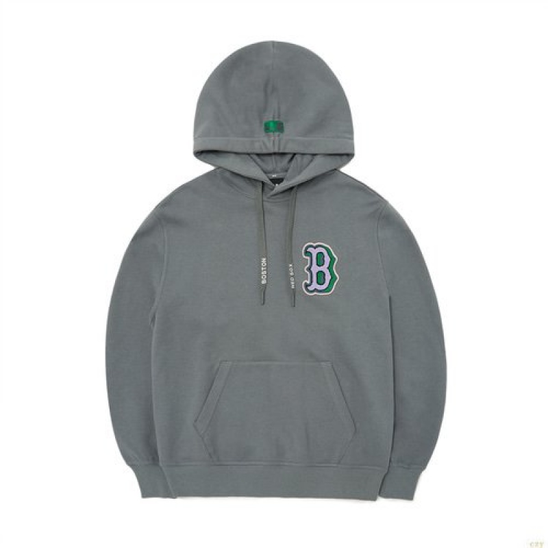 Sweat a Capuche MLB Basic Brushemega Overfit Boston Redsox Vetement Grise | 9372DTFMJ