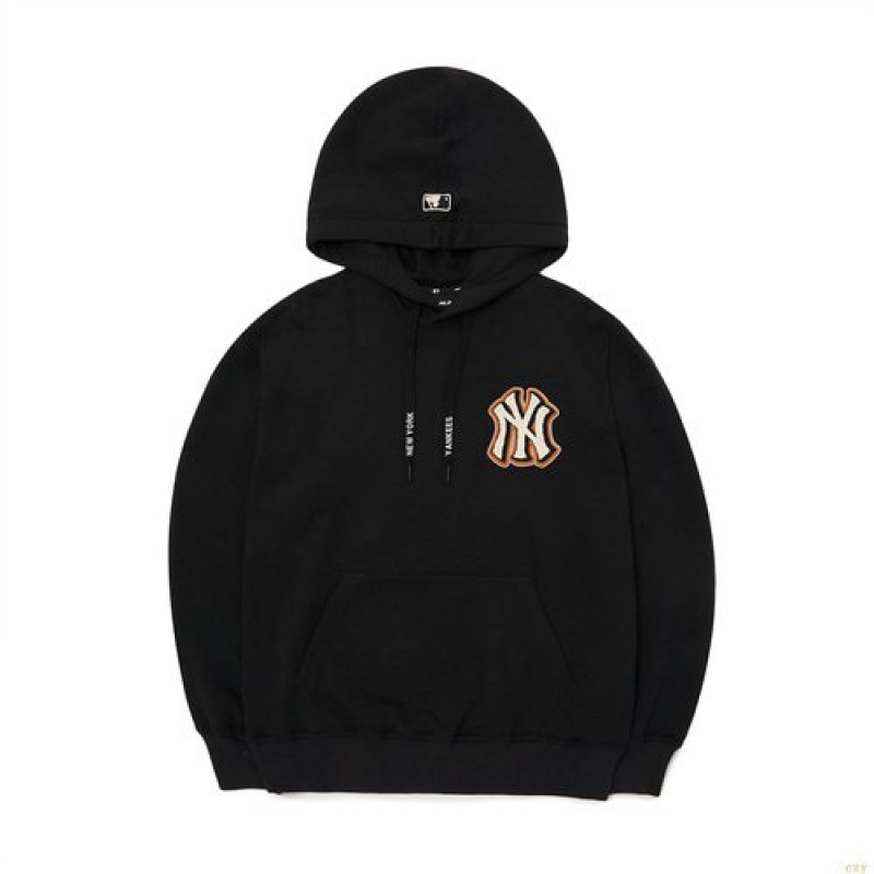 Sweat a Capuche MLB Basic Brushemega Overfit New York Yankees Vetement Noir | 5420JDGIO