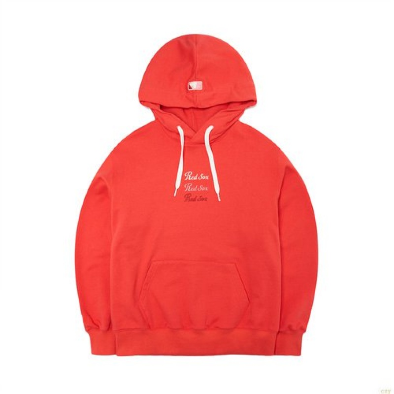 Sweat a Capuche MLB Basic Center Logo Mega Overfit Boston Redsox Vetement Rouge | 2601QMZBK