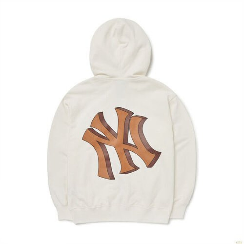 Sweat a Capuche MLB Basic Mego Logo Hoozip-up New York Yankees Vetement Blanche | 2145DWPUJ