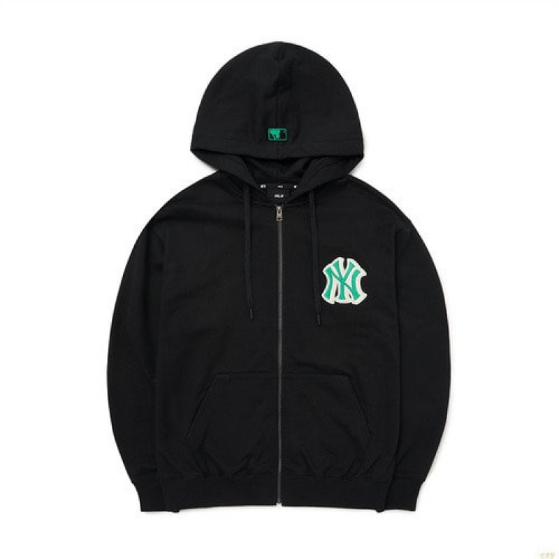 Sweat a Capuche MLB Basic Mego Logo Hoozip-up New York Yankees Vetement Noir | 8214TYWVX