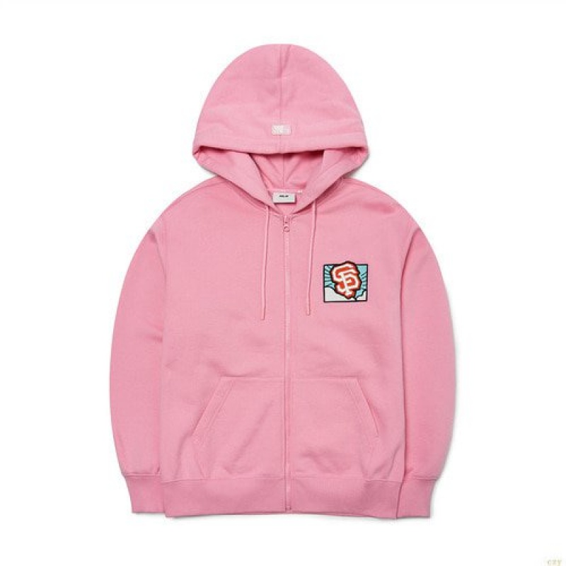 Sweat a Capuche MLB City Overfit Brushehoozip-up Sanfrancisco Giants Vetement Rose | 3671JQUYX