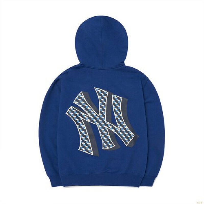 Sweat a Capuche MLB Cube Monogra Big Logo Overfit New York Yankees Vetement Bleu | 1453DBERJ