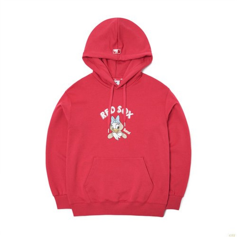 Sweat a Capuche MLB Disney Donalducbig Logo Overfit Boston Redsox Vetement Rouge | 6180GOUXY