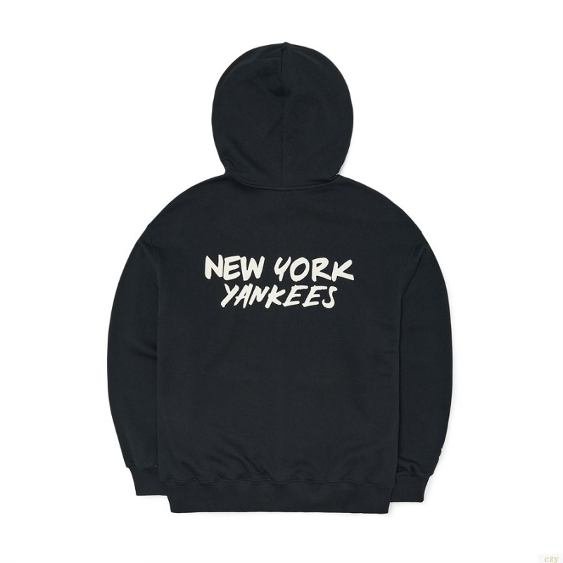 Sweat a Capuche MLB Grafittbacwording Mega Overfit New York Yankees Vetement Noir | 0751JOUDB