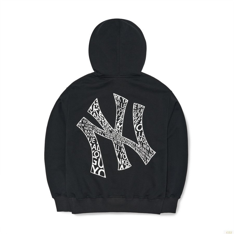 Sweat a Capuche MLB Illusion Mega Overfit New York Yankees Vetement Noir | 0975MJTUG