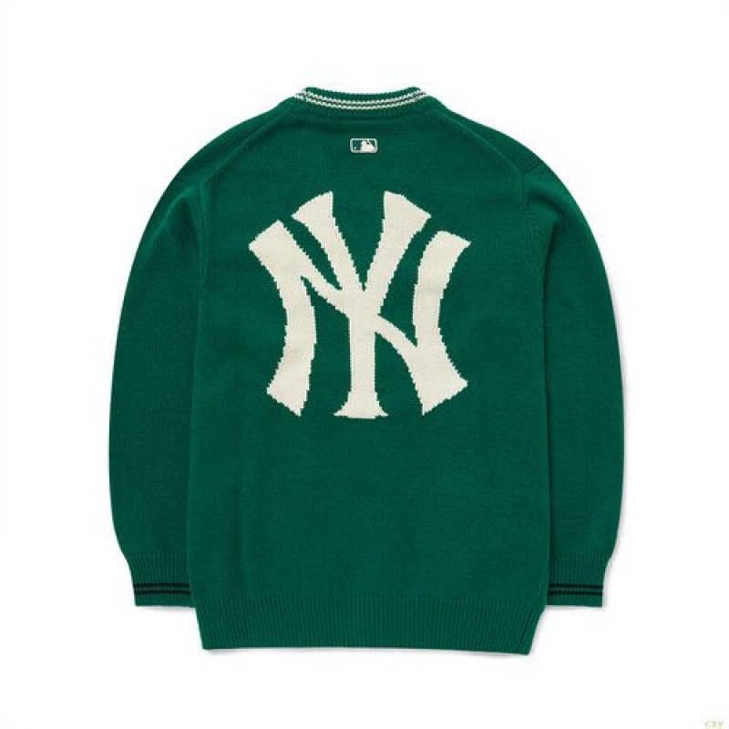 Sweats MLB Basic Big Logo Cardigan New York Yankees Vetement Vert Olive | 2354PIXHO