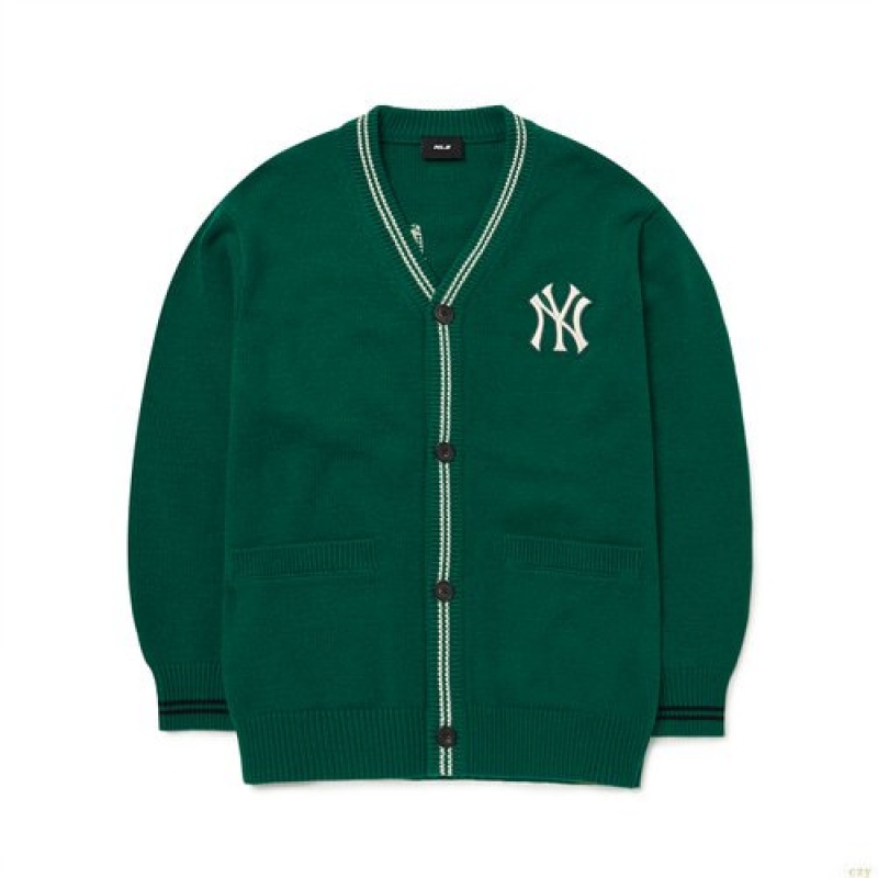 Sweats MLB Basic Big Logo Cardigan New York Yankees Vetement Vert Olive | 2354PIXHO