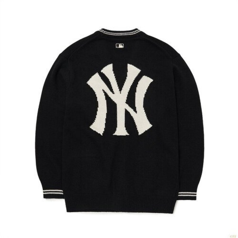 Sweats MLB Basic Big Logo Cardigan New York Yankees Vetement Noir | 6381ILOGM