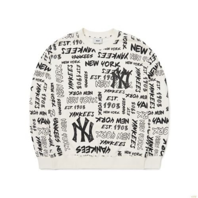 Sweats MLB Grafittallover Mega Overfit Sweat New York Yankees Vetement Blanche | 5836NDXTQ