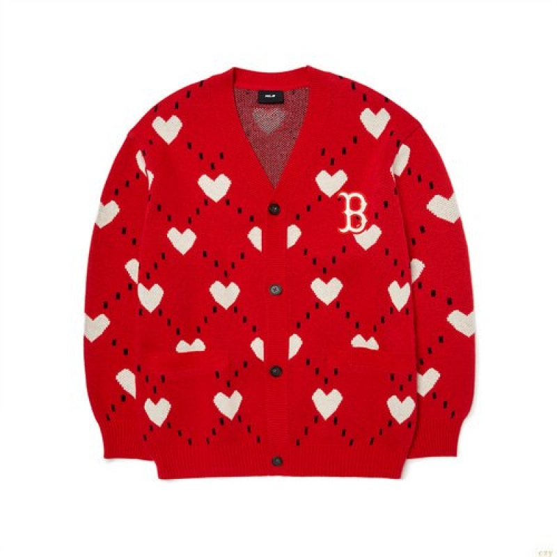 Sweats MLB Heart All-over Cardigan Boston Redsox Vetement Rouge | 7920TZDFG