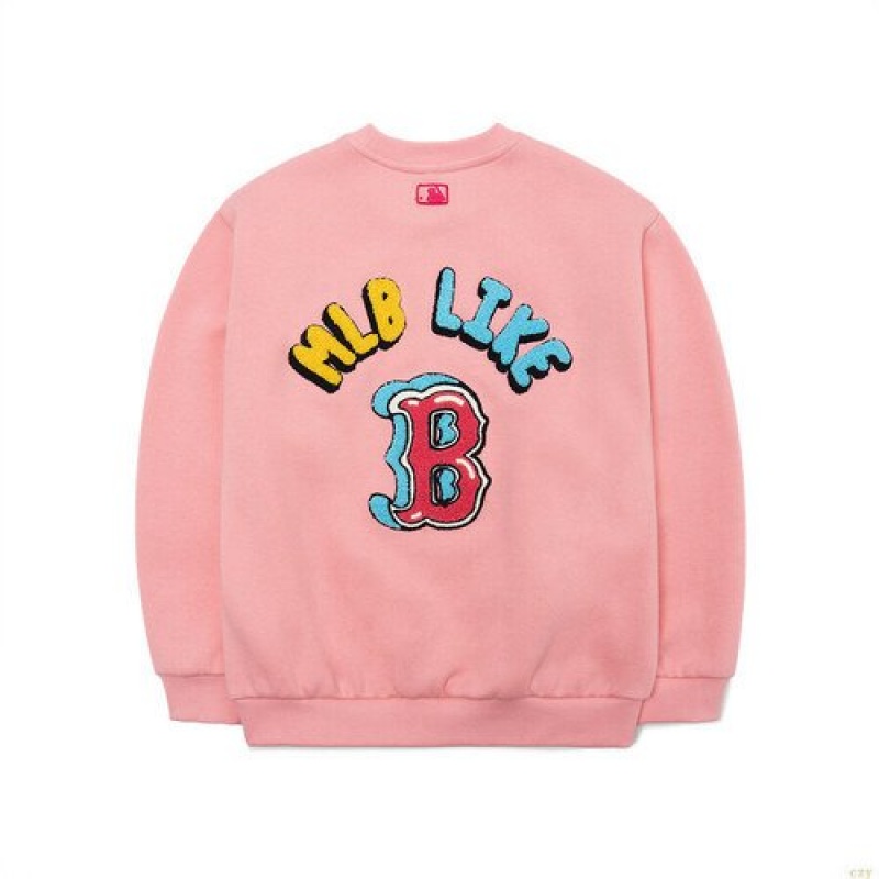 Sweats MLB Like Boucle Logo Boston Redsox Enfant Rose | 8264GAQVK