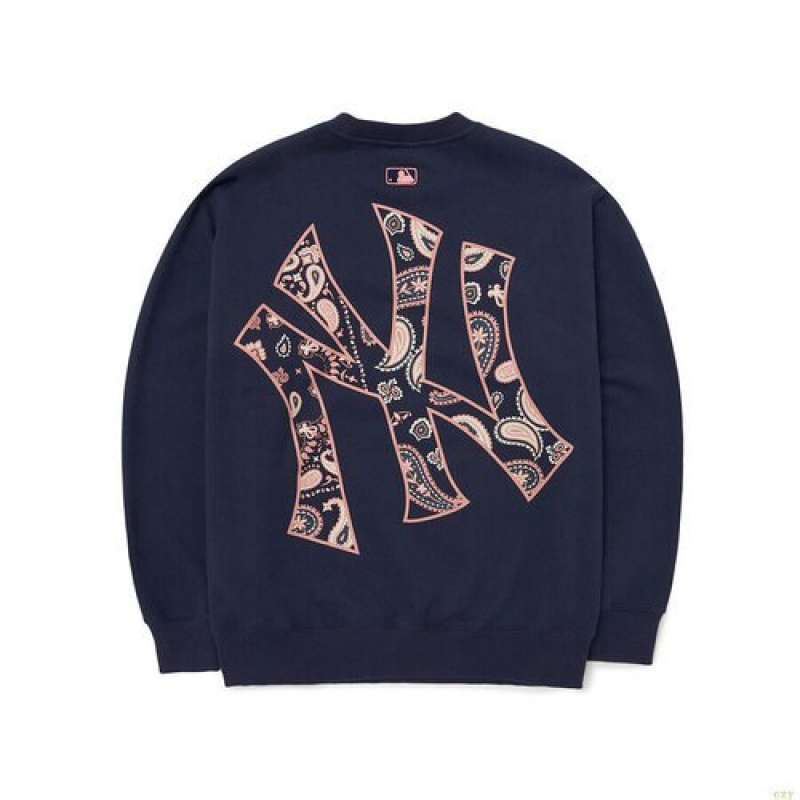 Sweats MLB Paisley Big Logo Overfit New York Yankees Vetement Bleu Foncé | 3842VFHSI