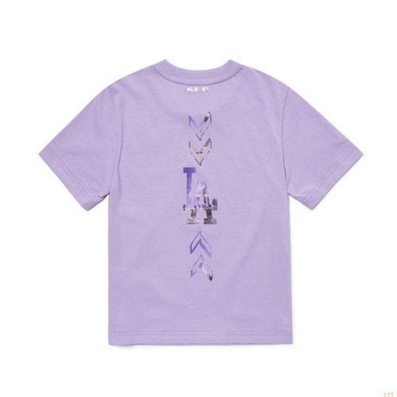 T Shirts MLB Seamball La Dodgers Enfant Violette | 6031JWDAN