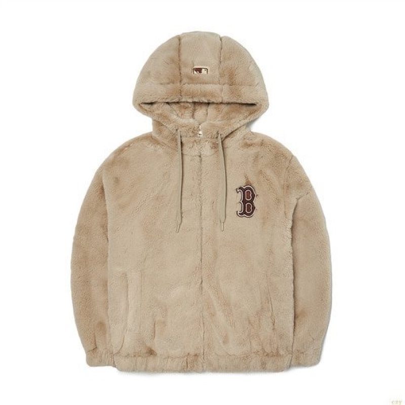 Vestes MLB Basic Hoodeeco Fur Boston Redsox Vetement Beige | 9376MWGCZ