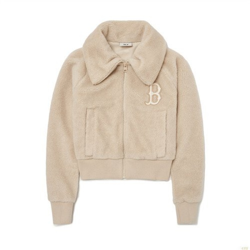 Vestes MLB Basic Light Crop Fleece Boston Redsox Vetement Beige | 1972UKHGW