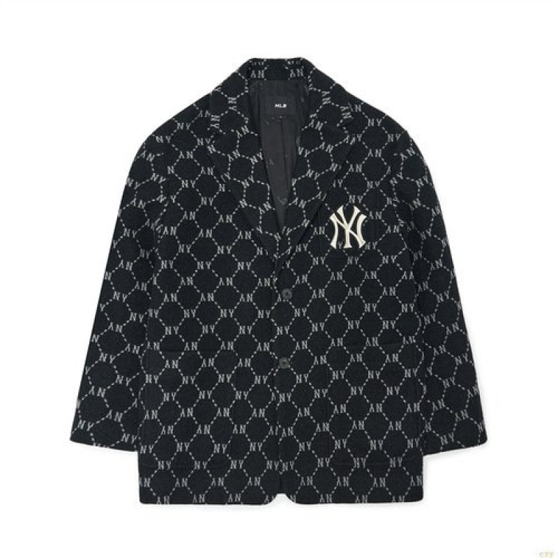 Vestes MLB Dia Monogra All Over Blazer New York Yankees Vetement Bleu Foncé | 1289WSGPX