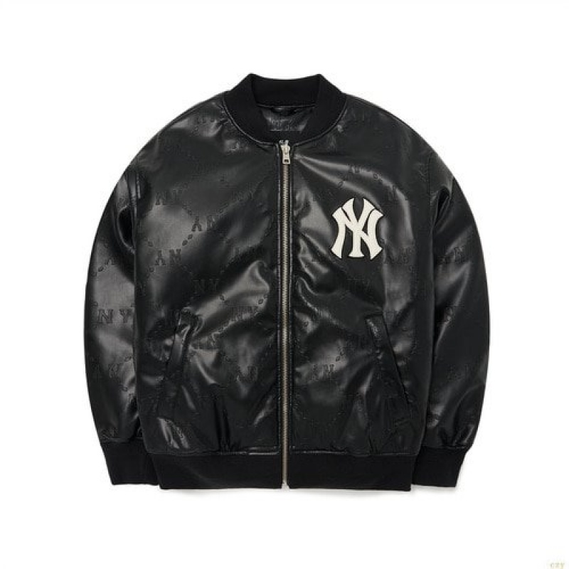 Vestes MLB Monogra Vegan Cuir New York Yankees Vetement Noir | 3814KELNA