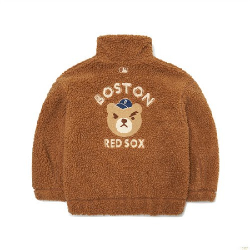 Vestes Polaires MLB Megabear Stannecfleece Boston Redsox Enfant Marron | 0824XGUWP