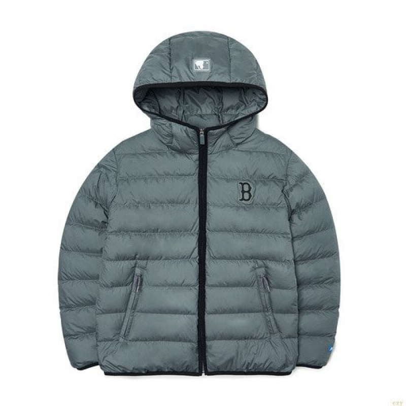 Winter Jackets MLB Athelesuire Miweight Hoodedown Boston Redsox Vetement Grise Foncé | 5987MBVEF