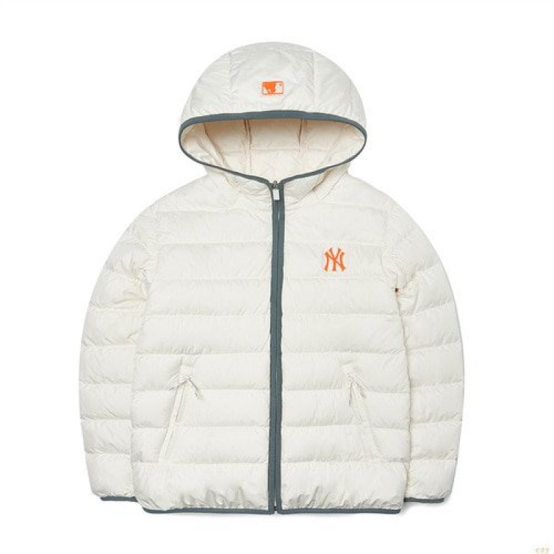 Winter Jackets MLB Athelesuire Miweight Hoodedown New York Yankees Vetement Blanche | 8207QYFZM