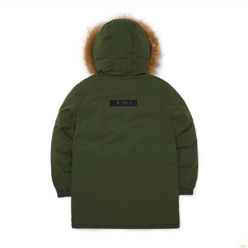 Winter Jackets MLB Basic Big Logo Fur Midown Parka Boston Redsox Vetement Vert Olive | 0723PTQAJ