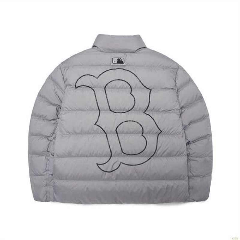 Winter Jackets MLB Basic Mega Logo Miweight Down Boston Redsox Vetement Grise | 6378PLMOK