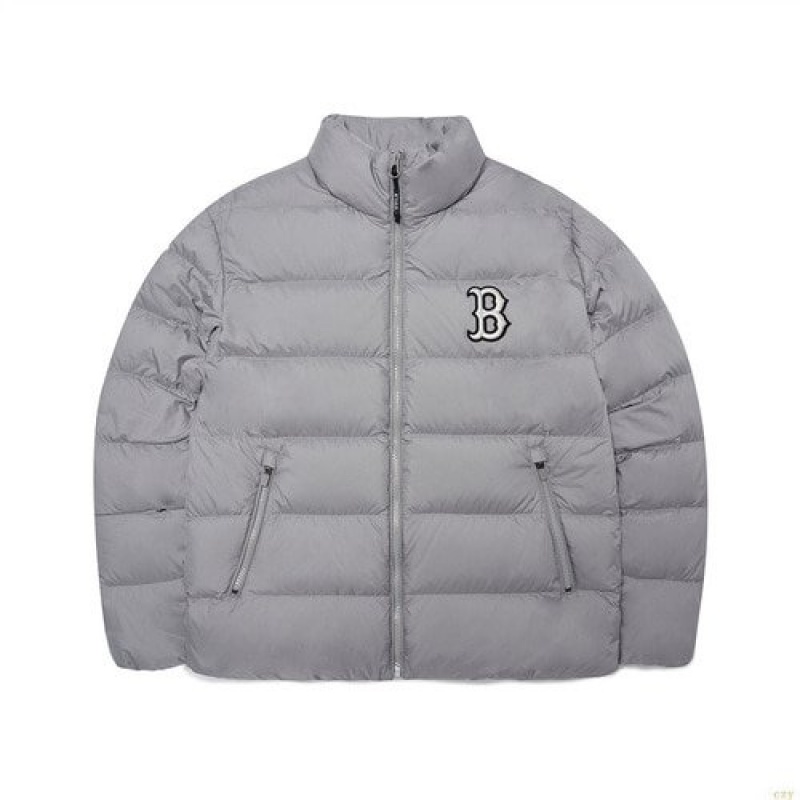 Winter Jackets MLB Basic Mega Logo Miweight Down Boston Redsox Vetement Grise | 6378PLMOK