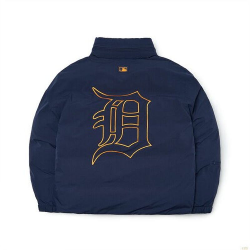 Winter Jackets MLB Basic Mega Logo Monster Parka Detroit Tigers Vetement Bleu Foncé | 7852HDMSP