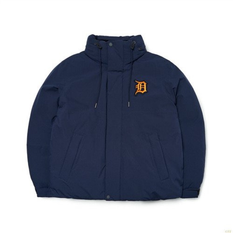 Winter Jackets MLB Basic Mega Logo Monster Parka Detroit Tigers Vetement Bleu Foncé | 7852HDMSP