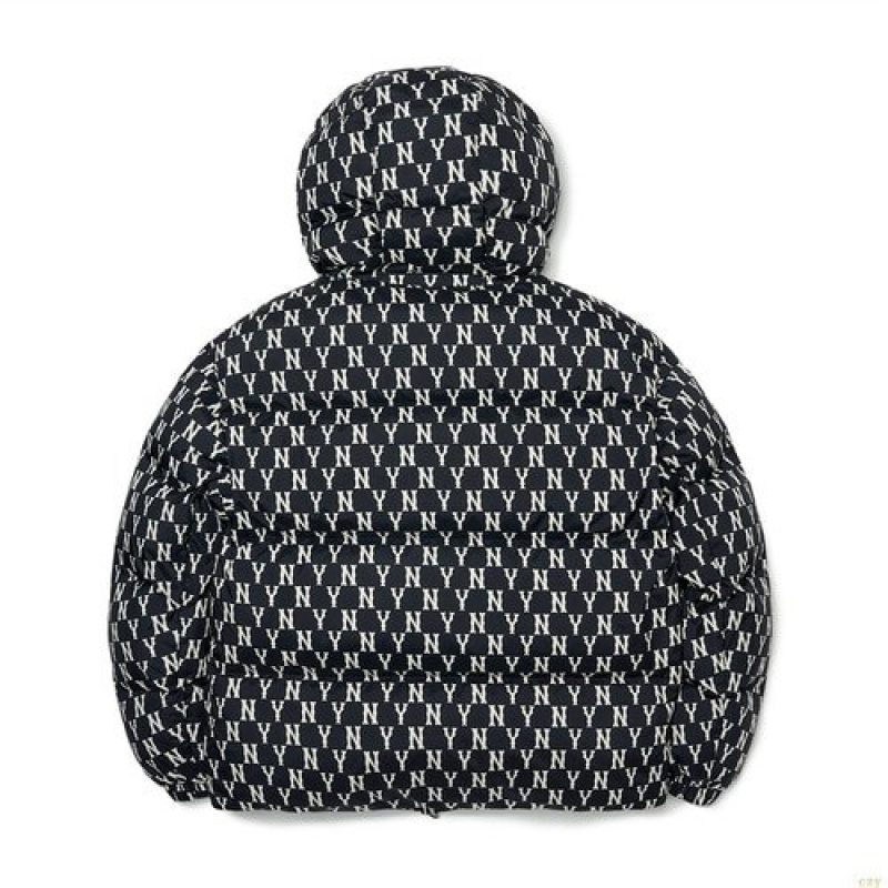 Winter Jackets MLB Classiche Monogra All Over Hoodedown New York Yankees Vetement Noir | 8034NZOFY