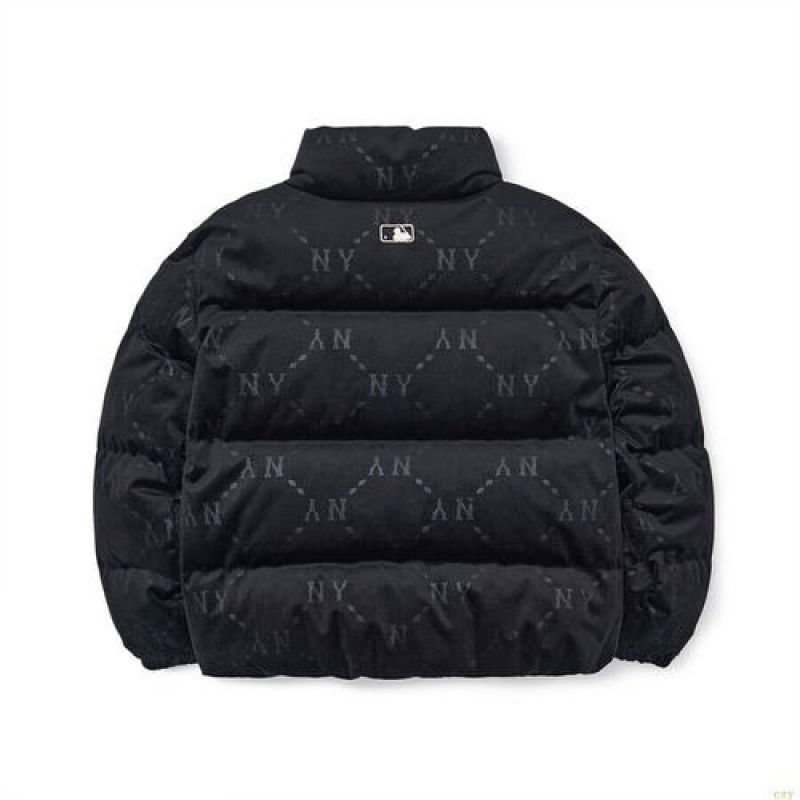 Winter Jackets MLB Dia Monogra All Over Velvet Crop Goose Down New York Yankees Vetement Noir | 5029FCISJ