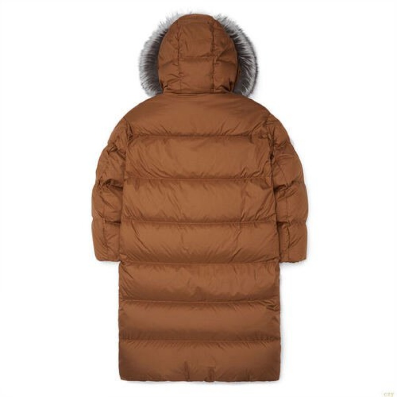 Winter Jackets MLB Dia Monogra Premiupuffer Goose Long Down Boston Redsox Vetement Marron | 7524JDKOQ